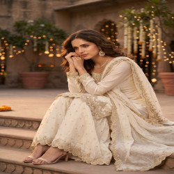 Premium Tora Silk Embroidered Salwar Suit Set with Dupatta